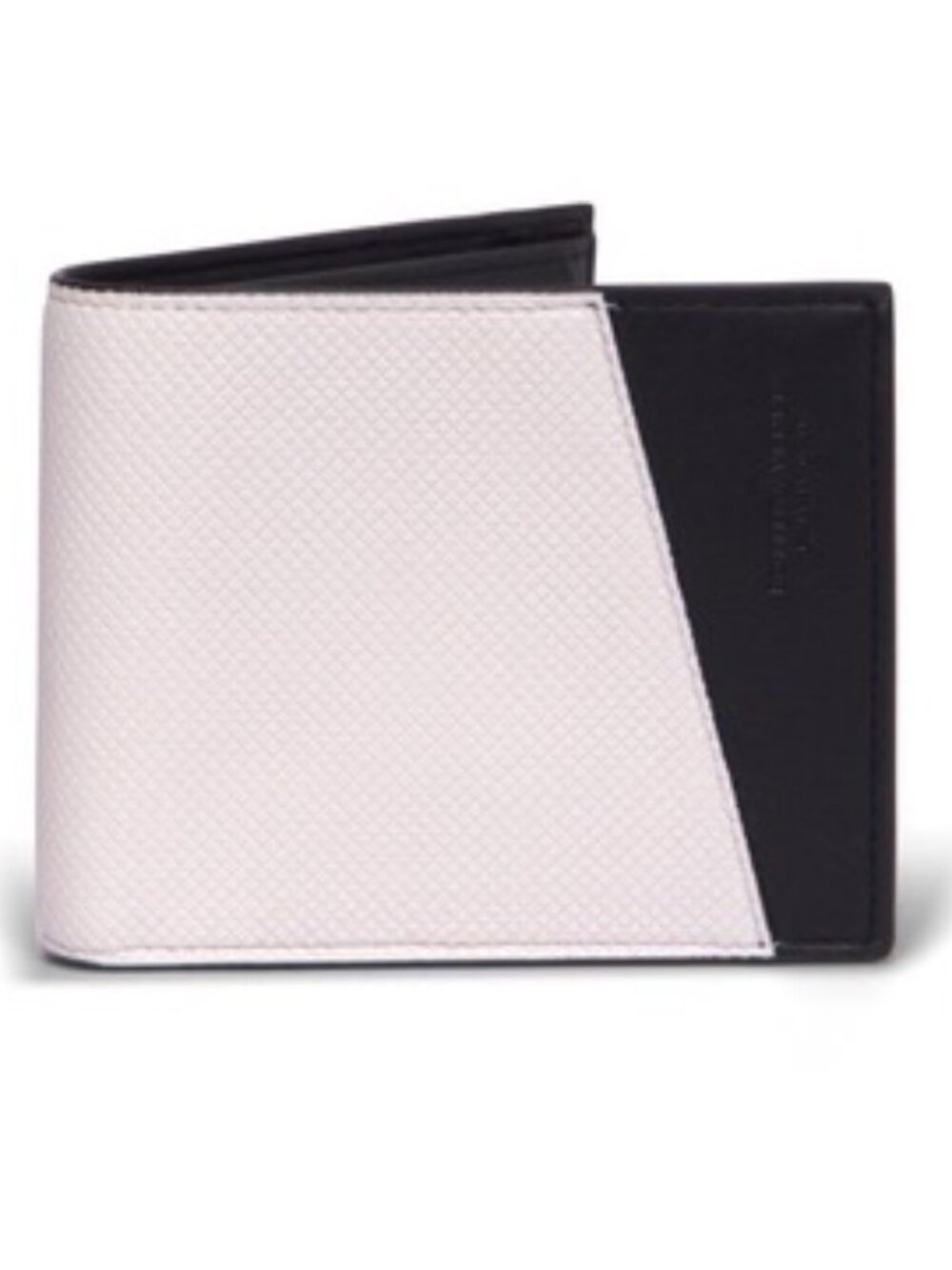 Bottega Veneta logo-embossed two-tone bifold wallet in white and black leather